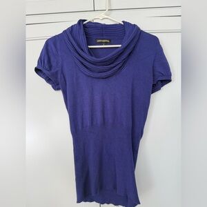 Express Designs Drape Cowl Neck Purple Knit‎ Top Small Y2K bodycon rayon blend